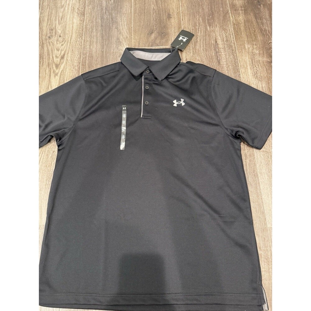 Under Armour Men’s Polo Shirt Large Black Loose Fit HeatGear Golf NWT $45